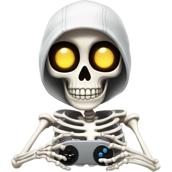 Skeleton wearing and beanie playing video games  emoji