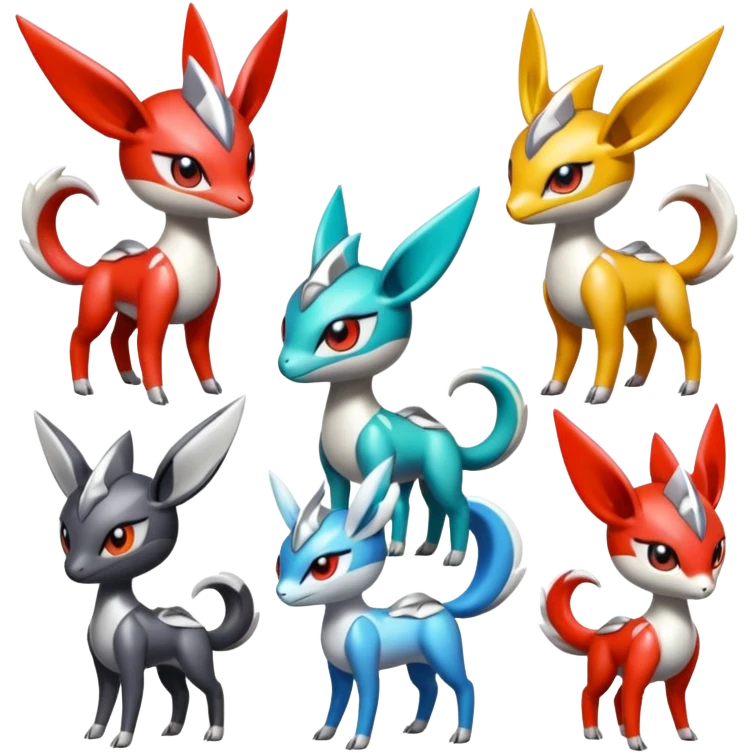 Shiny Colorful Meloetta-Latias-Koraidon-Peppercat-Wargreymon-Protogen-Fakémon-fusion-hybrid-creature emoji