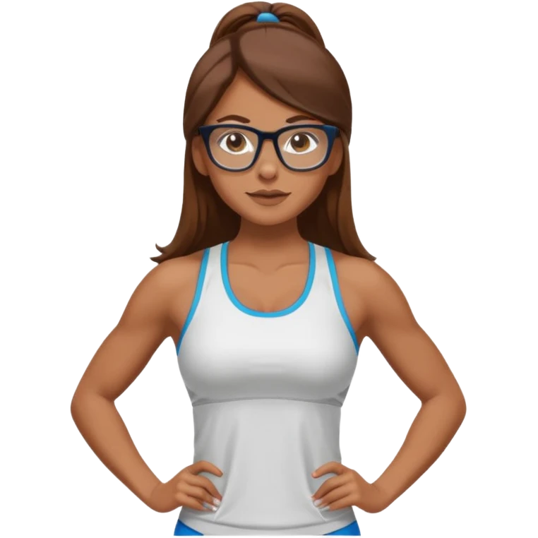 Mujer fitness con lentes y cabello largo emoji