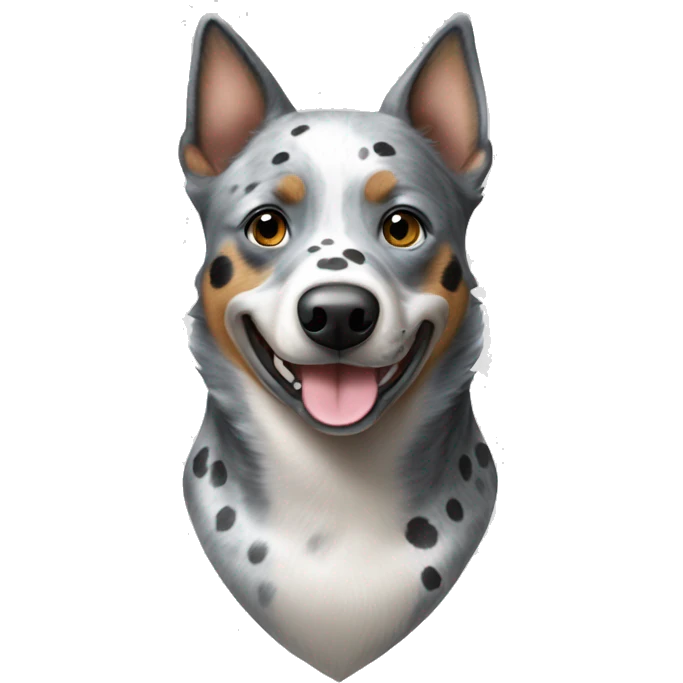 Australian cattle dog grey and white spotted with blue eyes emoji