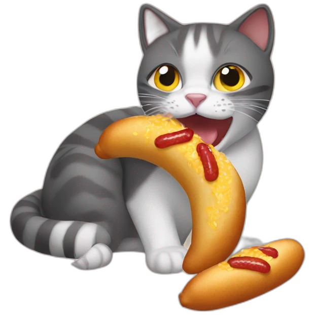 Cat eating corn dog emoji