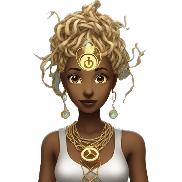 Technomancy Goddess is a mystical being who controls both magic and technology. She can cast spells on technological networks. Her powers blend the ancient art of magic with advanced cybernetics and technology. She can command machines emoji