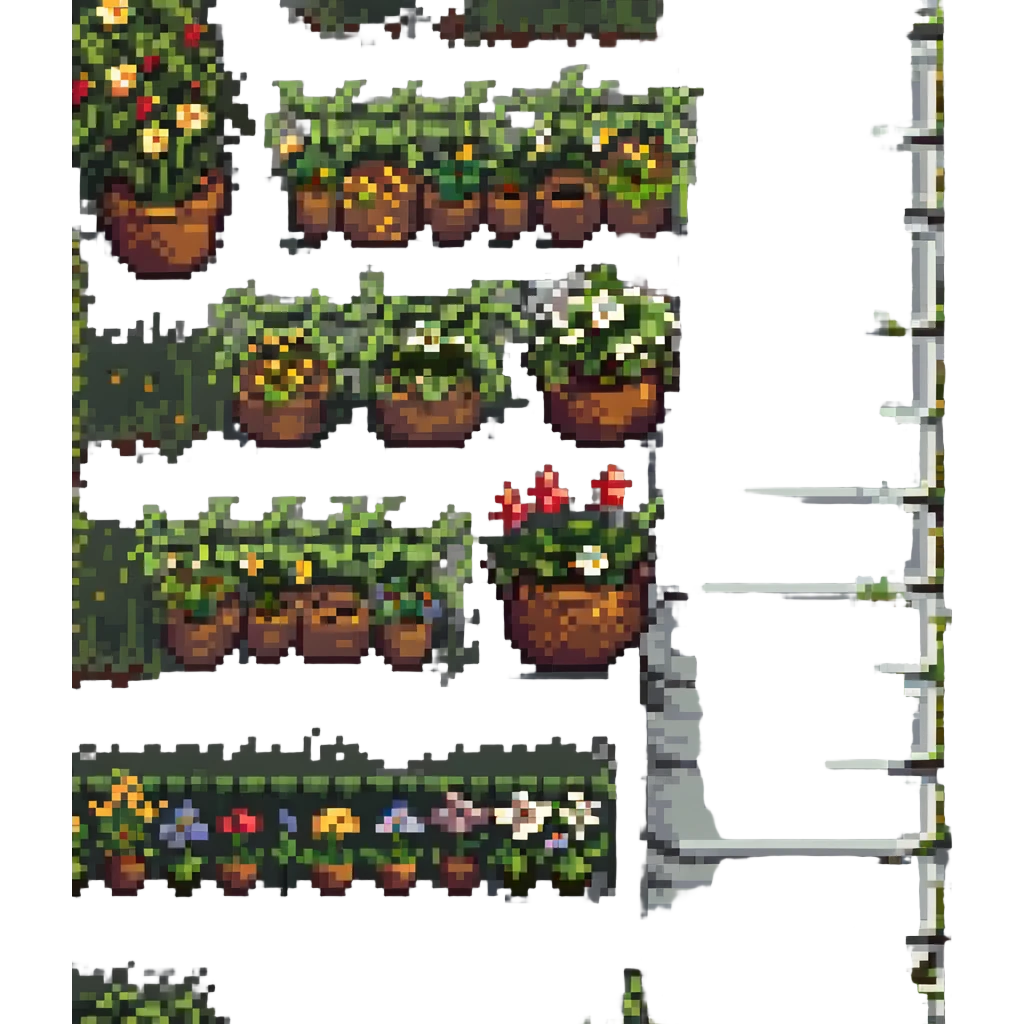 pixel art road with patches of grass and flowers on the side emoji