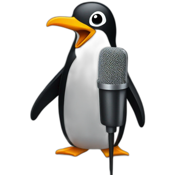 Microphone penguin emoji