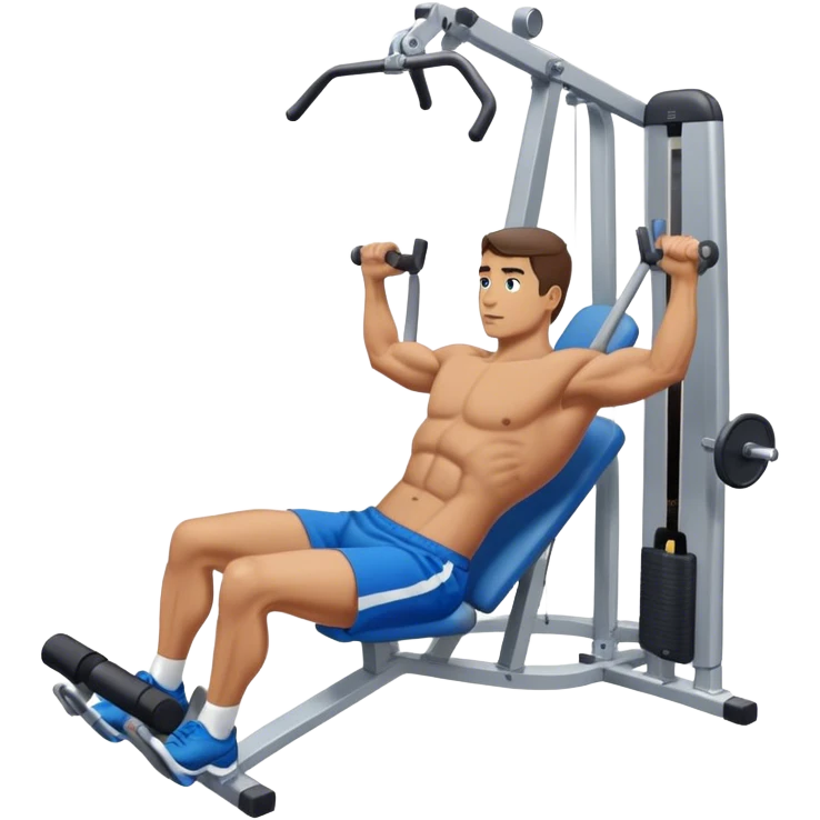 man with blue shorts exercising using side-deltoid-machine emoji
