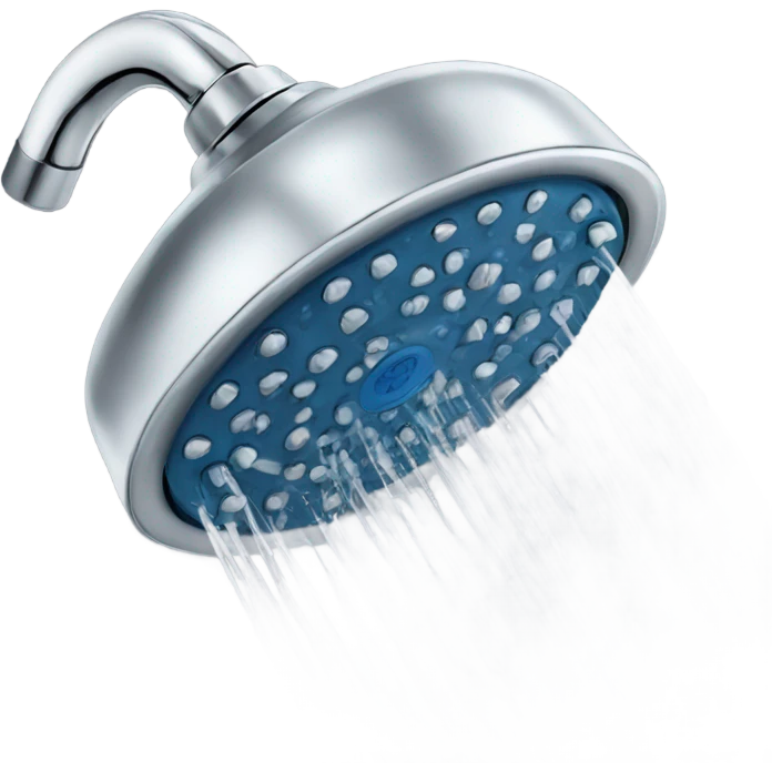 Showerhead with water flowing emoji