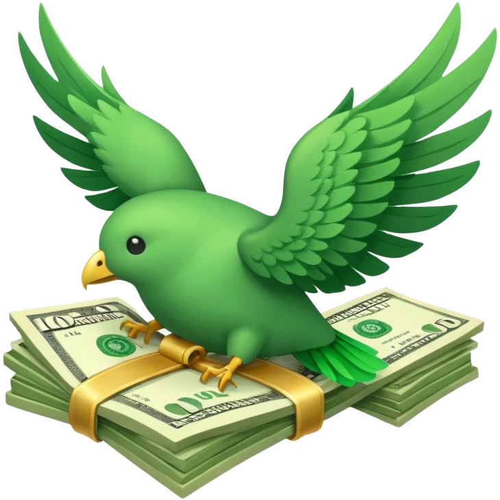 un fajo de dólares con alas volando emoji