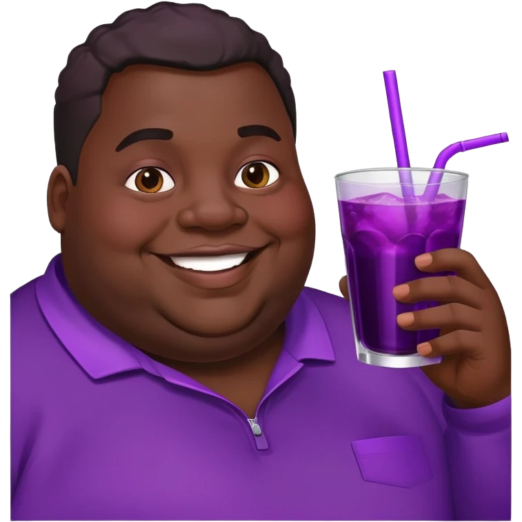 fat black guy with purple drink emoji