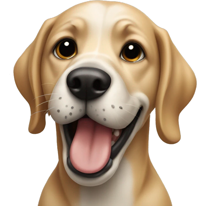 Dog with black bone in mouth emoji