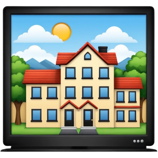 real estate site. A pc with houses that is for sold or rent emoji
