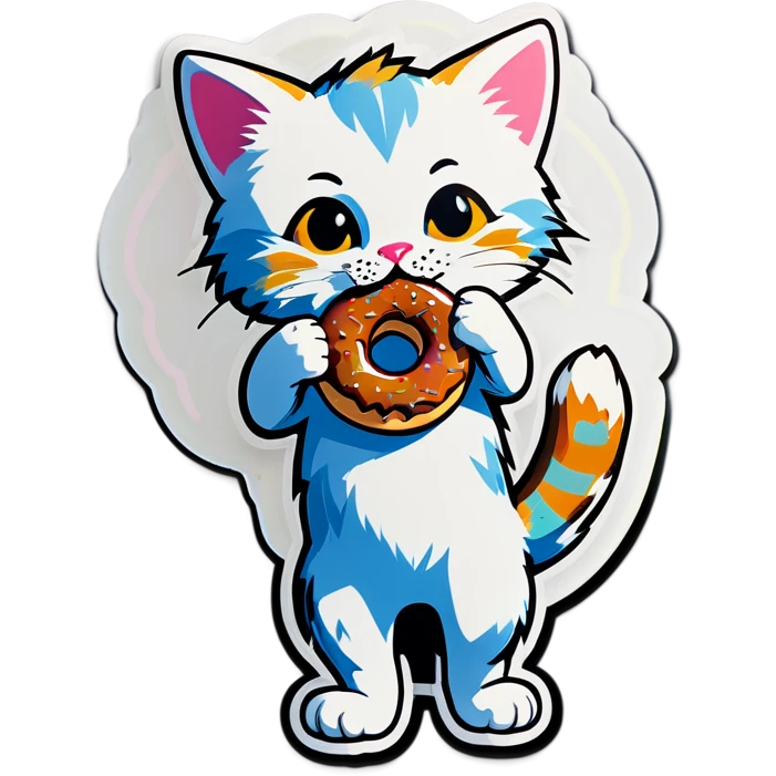 Kitten eating a donut and dancing  emoji