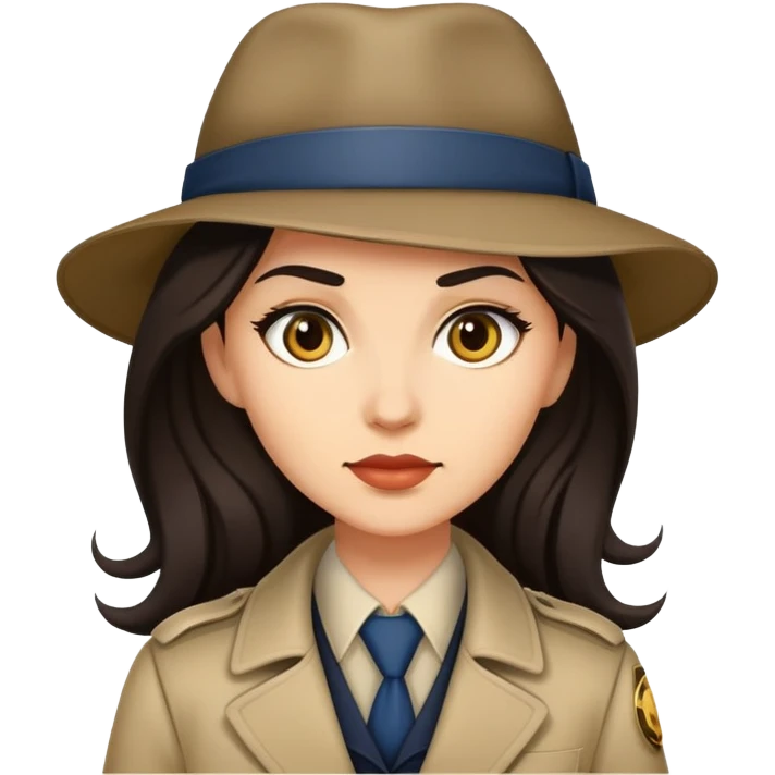 lady detective light medium skin tone, long dark hair emoji