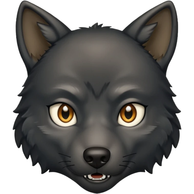 a questionning black wolf raising an eyebrow emoji