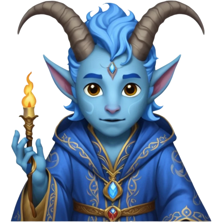 wizard thiefling with blue skin emoji