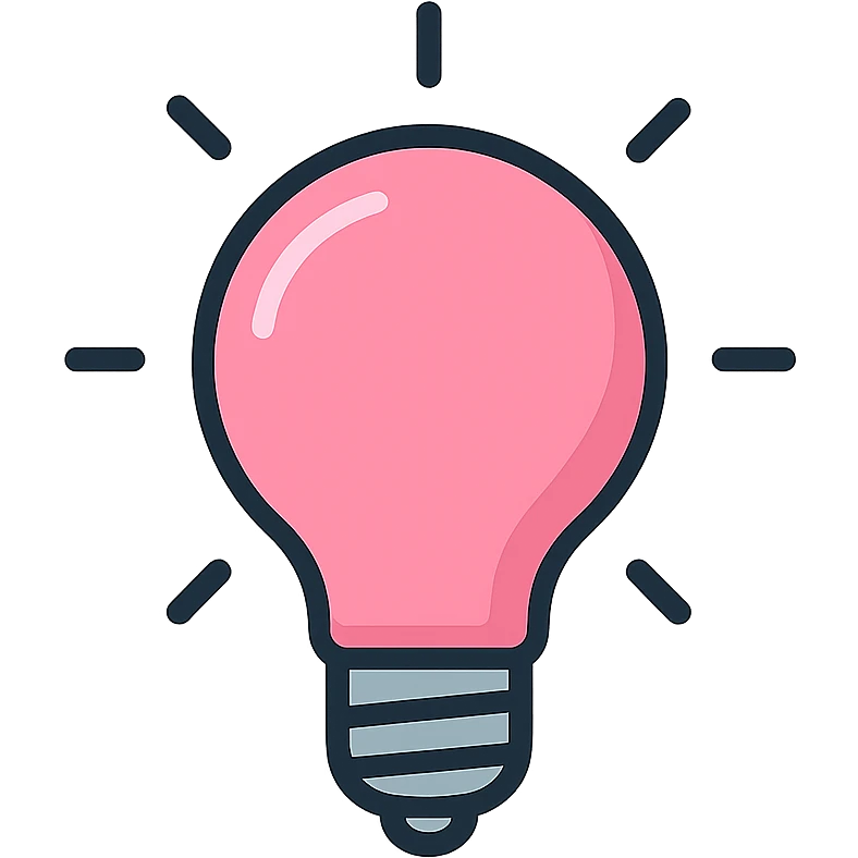 pink light bulb with soft glow minimalistic icon emoji