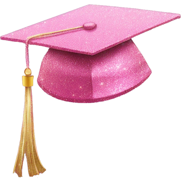 PINK GLITTER GRADUATION HAT emoji