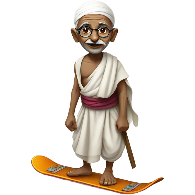 Ghandi riding a snowboard  emoji
