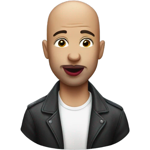 bald guy with lipstick kiss on his head emoji