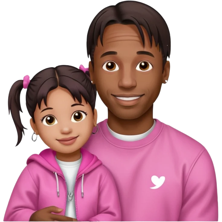 create an emoji of travis scott with his daughter stormi but with pink clothes emoji