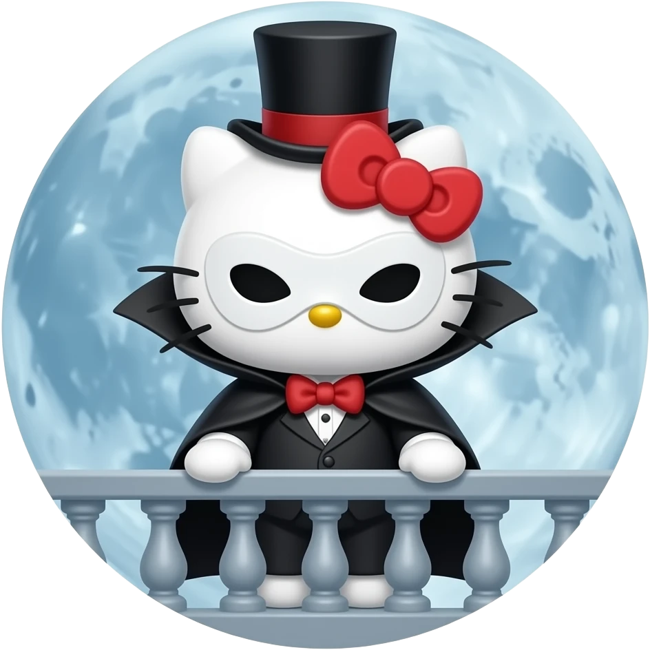 hello kitty disfrazado de el fantasma de canterville emoji