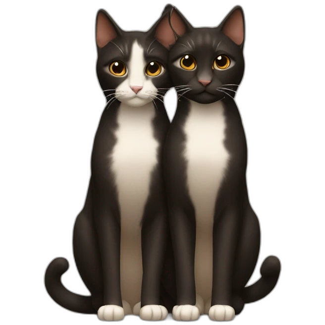 two black and brown cats kiss emoji