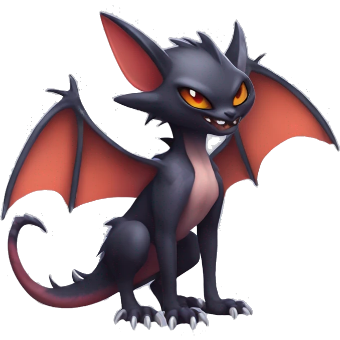  Kawaii Edgy Cool Vampiric Beautiful Noivern-Nargacuga-Litten with big Bat Ears full body emoji