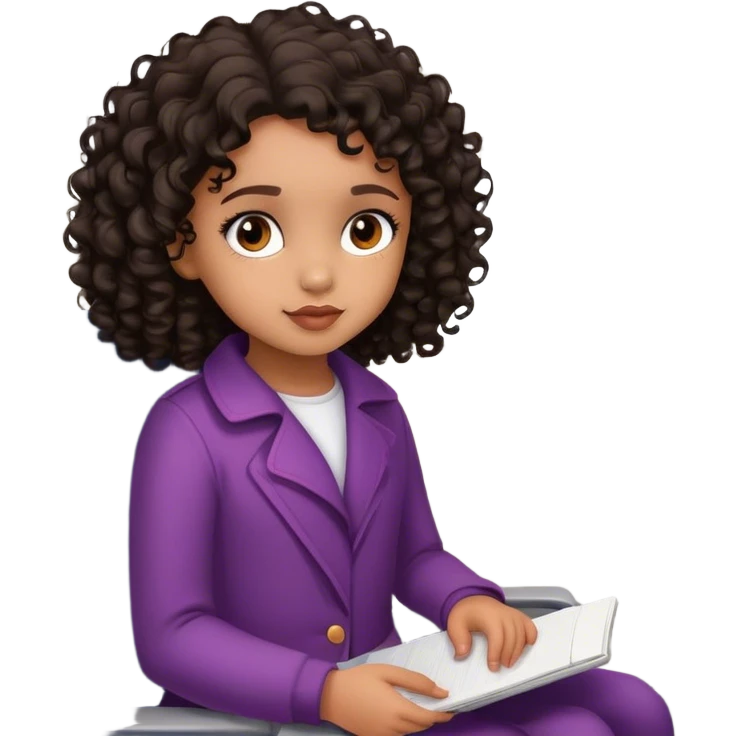 little girl with black colored curls and brown eyes on an airplane  emoji