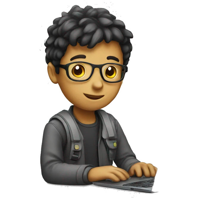 With laptop smart boy emoji