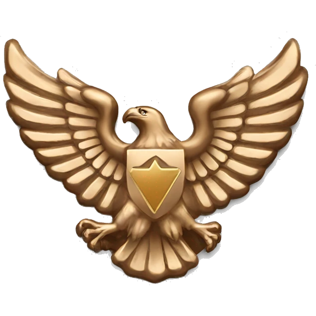 Bronze military badge with stars and an eagle emoji