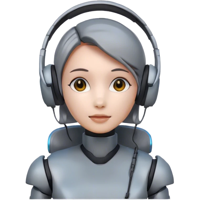 humanoid robot female, headphones emoji