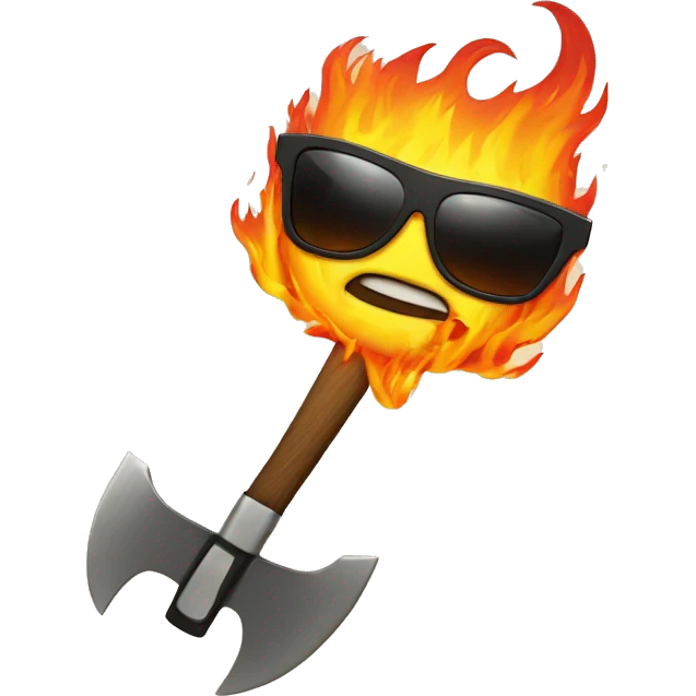 Axe on fire with sunglasses  emoji