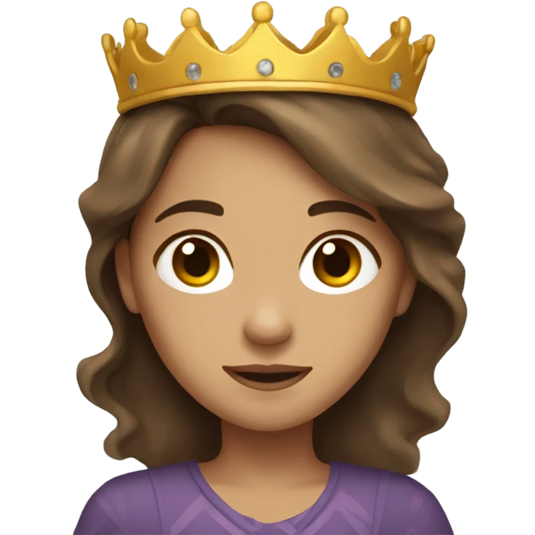 Girl with brown hair that has a crown on and a rock in hand  emoji