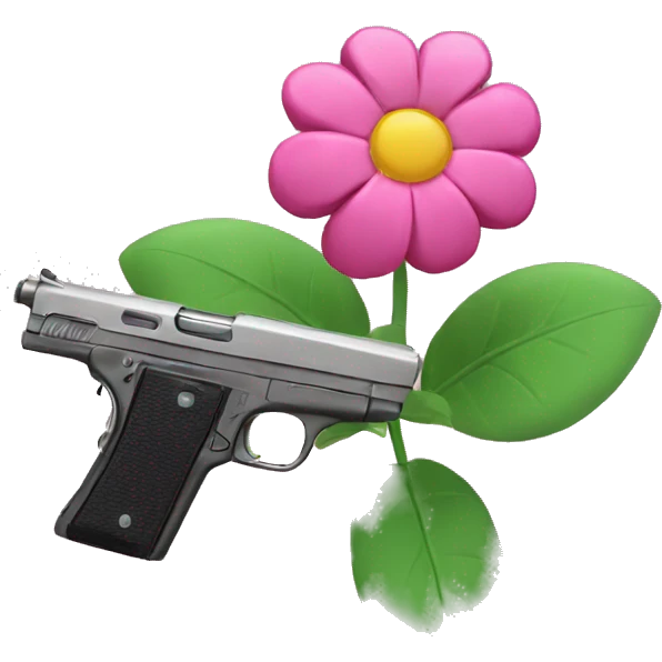 Gun shooting flower emoji