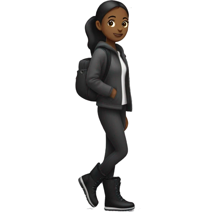 girl walking with black uggs on her legs emoji