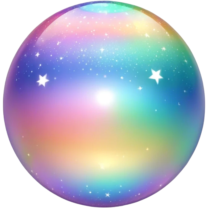 Pastel sparkly glittery iridescent rainbow transparent ball sphere orb emoji