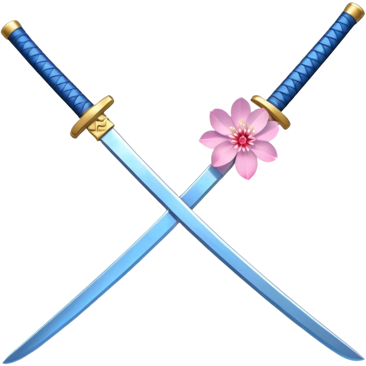 Blue katana with sakura flowers behind it emoji
