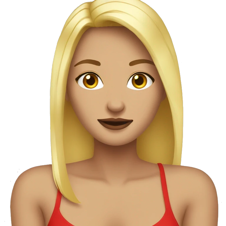 Hot girl looking at her feet blonde hair red toe nails no shoes emoji