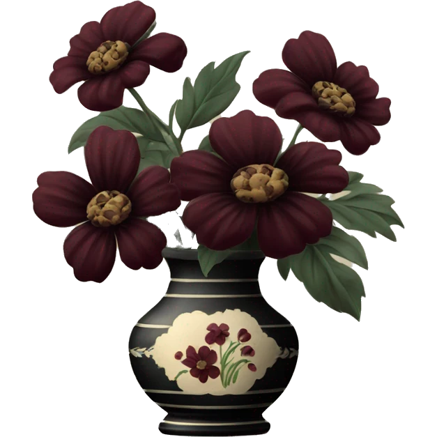 Vintage black and burgundy flowers in vase  emoji