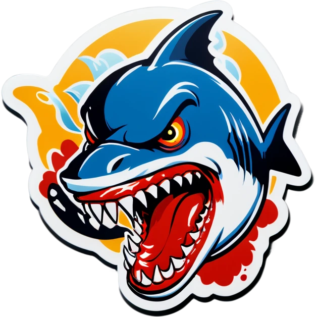 Shark biting rooster emoji