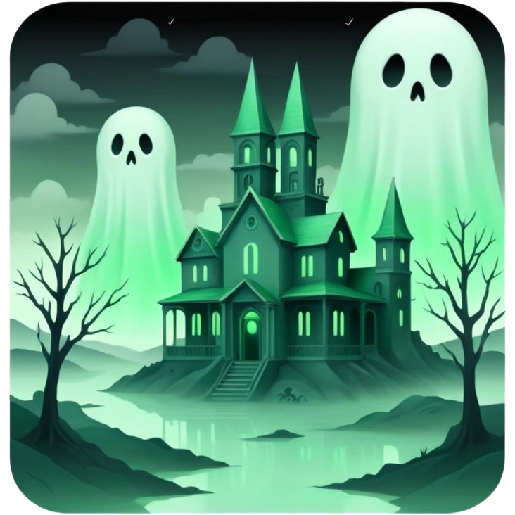 Ghostly Pastel Black Green White Spectral Gloomy Dusky Dystopian Apocalyptic Aesthetic Scenery Deco emoji