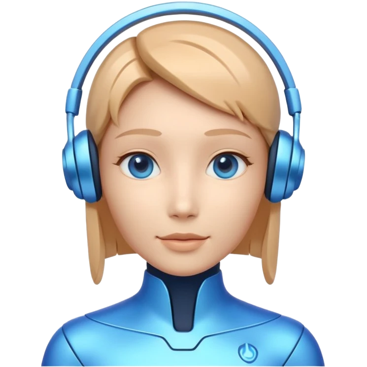 AI Call Agent holo-human-like Cyber AI face, warm, calm and friendly. Holographic look. Blue.
Soft AI face with a listening, welcoming expression, minimal facial lines, calm eyes. emoji