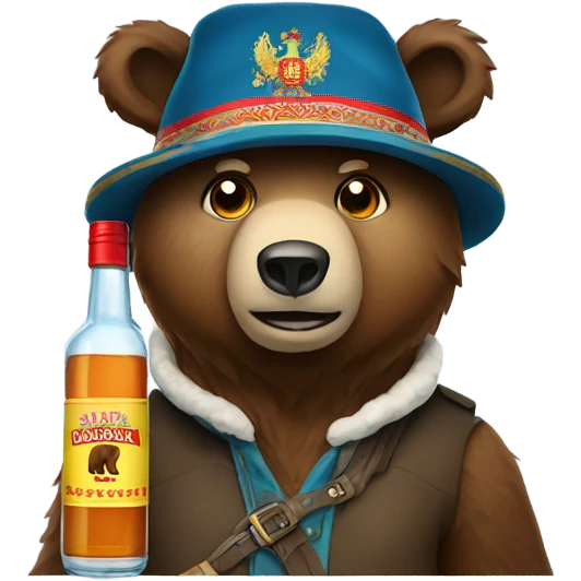 bear ushanka and vodka emoji