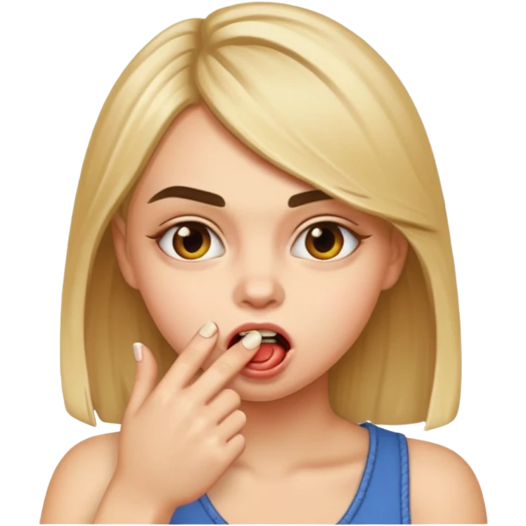 Cara mordiéndose el dedo emoji