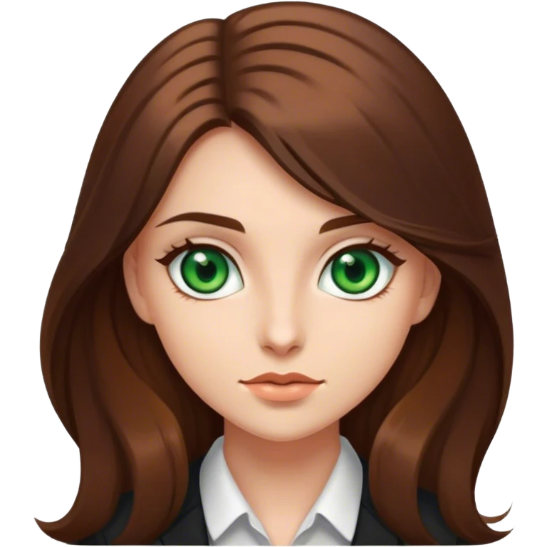 Business girl. With dark green eyes. With direct long brown hair emoji