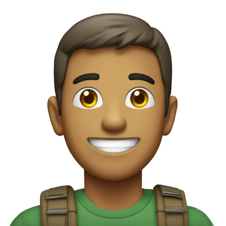 Vago caminando en el bosque. Con sonrisa con un diastema  emoji