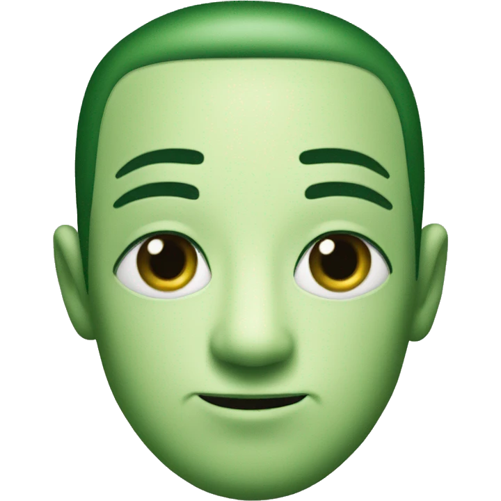 Square half green head winh black eyes emoji