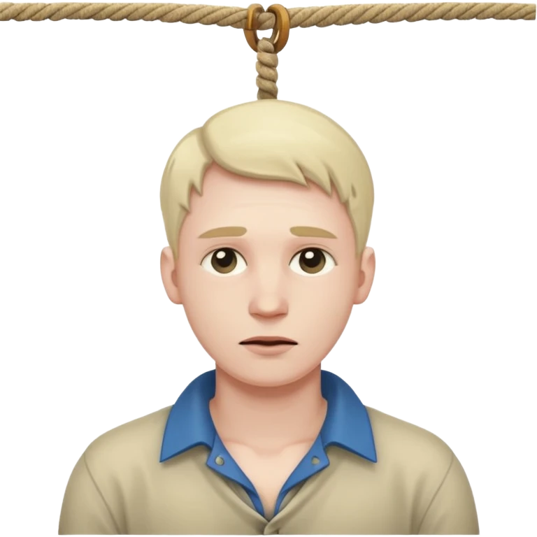 A man's neck hanging in a rope dead emoji