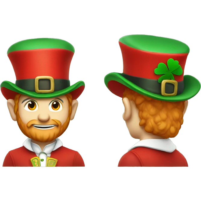 leprechaun with red clothes, red leprechaun hat and white collar emoji