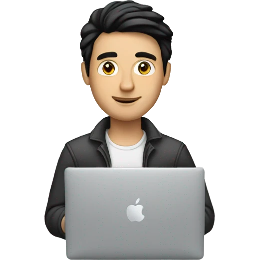 white man with black hair working macbook emoji