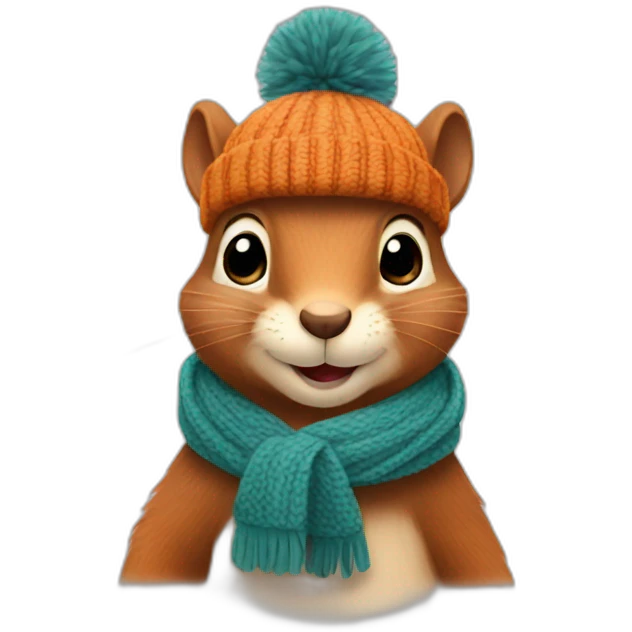 squirrel in a scarf and hat emoji